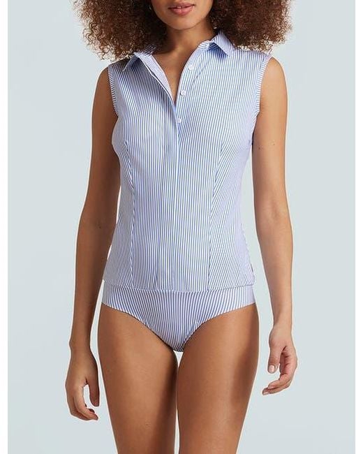Commando Gray Classic Printed Sleeveless Button Down Bodysuit
