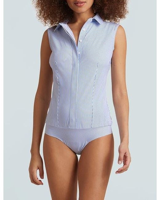 Commando Gray Classic Printed Sleeveless Button Down Bodysuit
