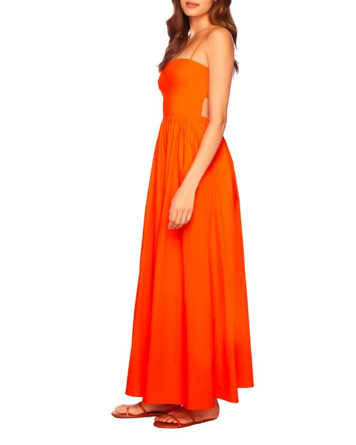 Susana Monaco Orange Cutout Cotton Poplin Maxi Sundress