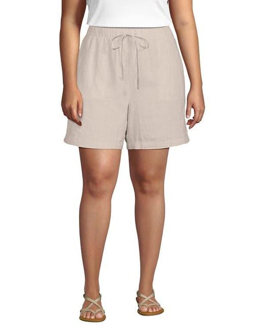 Lands' End Natural Linen High Rise Pull On 7 Shorts