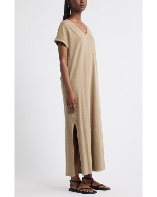 Treasure & Bond Natural Cotton V-Neck Maxi Dress
