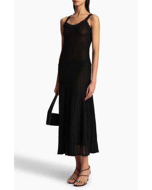 Khaite Black Ennio Scallop Semisheer Rib Tank