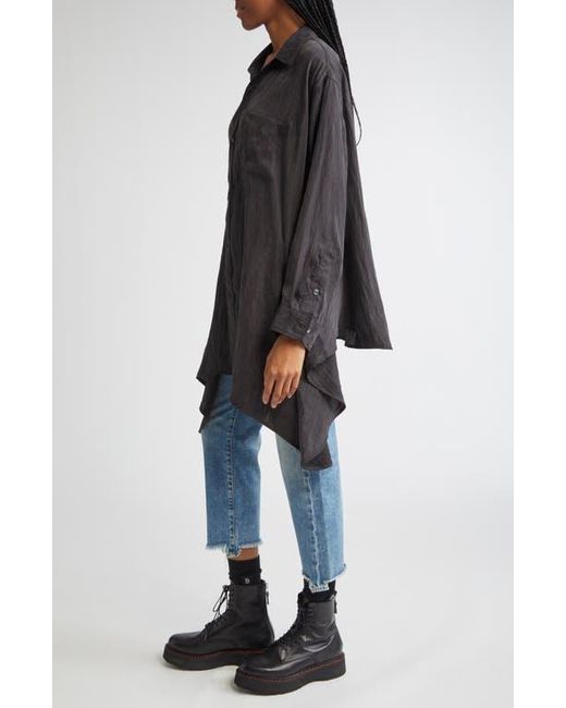 R13 Black Draped Front Button-Up Shirt