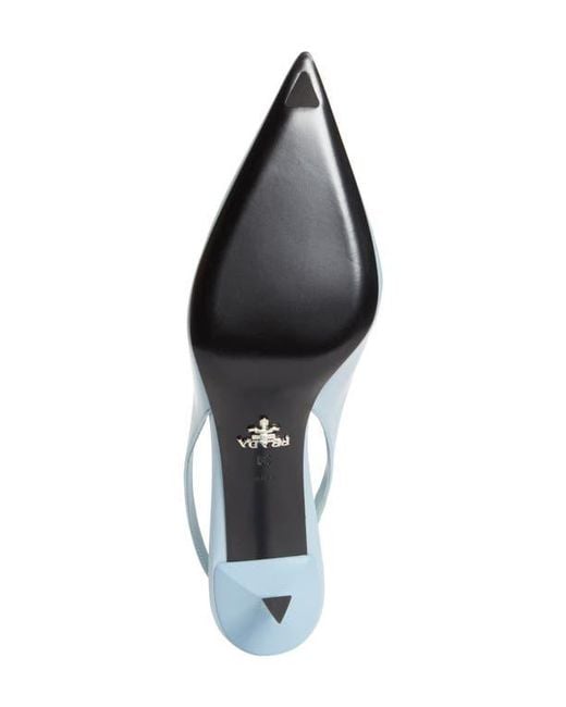 Prada Blue Modellerie Pointed Toe Slingback Pump