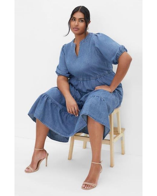 City Chic Blue August Tiered Midi Dress