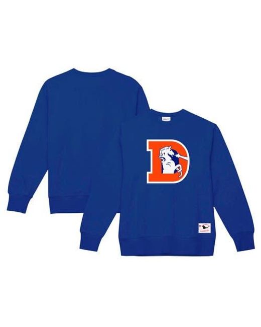 Mitchell & Ness Blue Denver Broncos Basic Fleece Pullover Sweatshirt for men