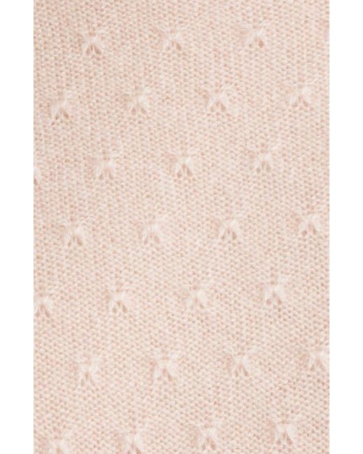 FRAME Multicolor Puff Sleeve Pointelle Cashmere Sweater