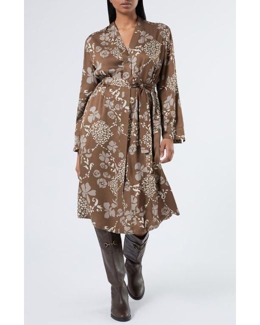 Marina Rinaldi Natural Teiera Floral Long Sleeve Shirtdress