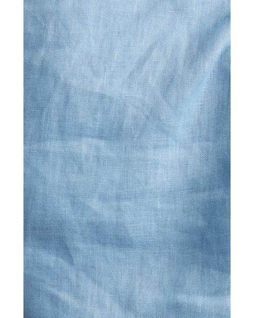 Staud Blue Boa Twisted Sleeveless Linen Top
