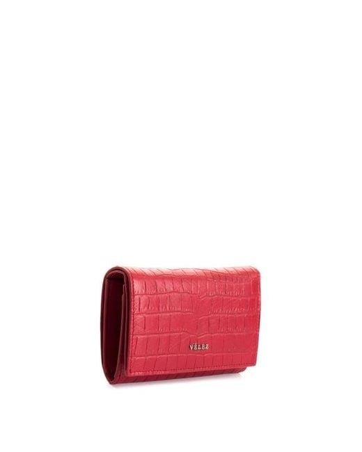 Velez Red Embossed Leather Wallet