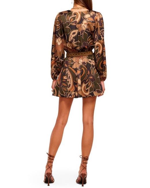 Ramy Brook Multicolor Gloria Print Long Sleeve Stretch Silk Minidress