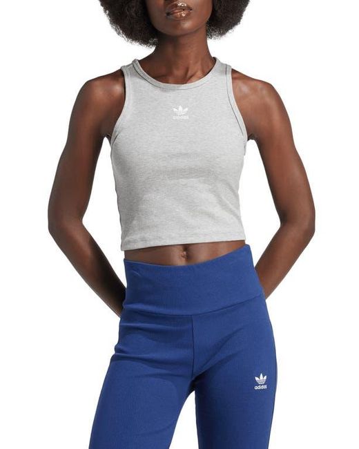 Adidas Originals Blue Essentials Lifestyle Rib Crop Tank Top