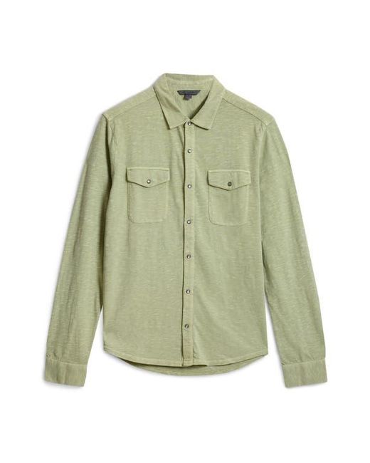 John Varvatos Green Avron Slub Organic Cotton Knit Snap-Up Western Shirt for men