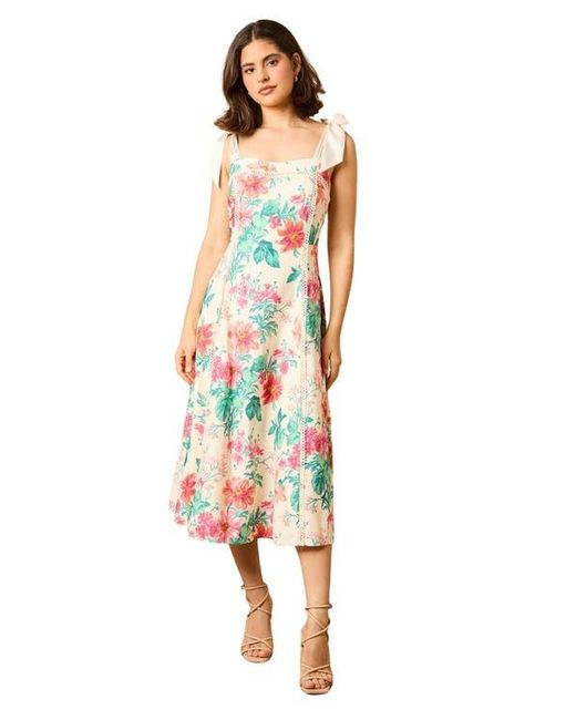 Oasis Multicolor Bow Strap Midi Prom Dress