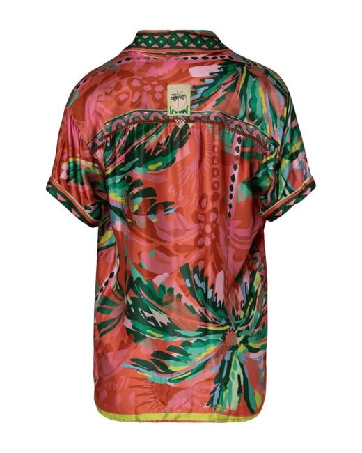 Maaji Red Flame Palms Moon Phase Cover-up Button-up Shirt