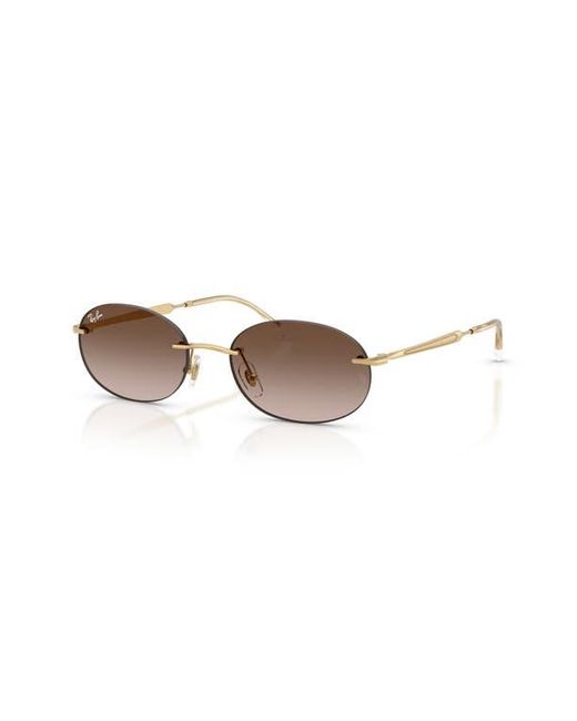 Ray-Ban Brown 54Mm Gradient Rimless Oval Sunglasses