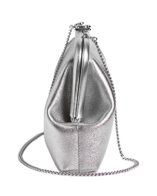 Jimmy Choo White Skylar Metallic Leather Clutch