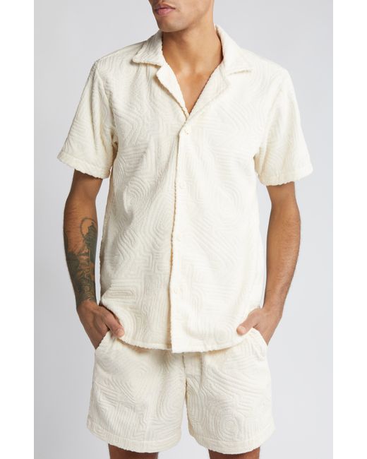 Oas Natural Cream Golconda Terry Cloth Camp Shirt for men