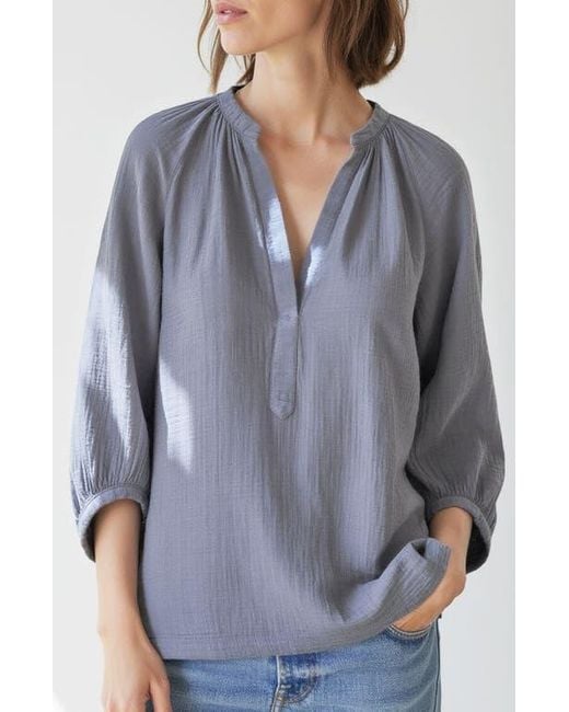 ocean + main Gray Gauze Top