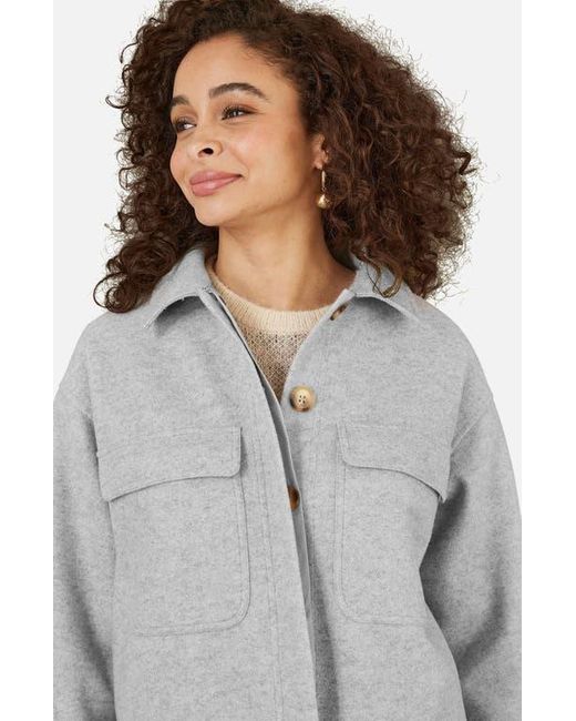 Yumi' Gray Textured Finish, Patch Pockets Shacket
