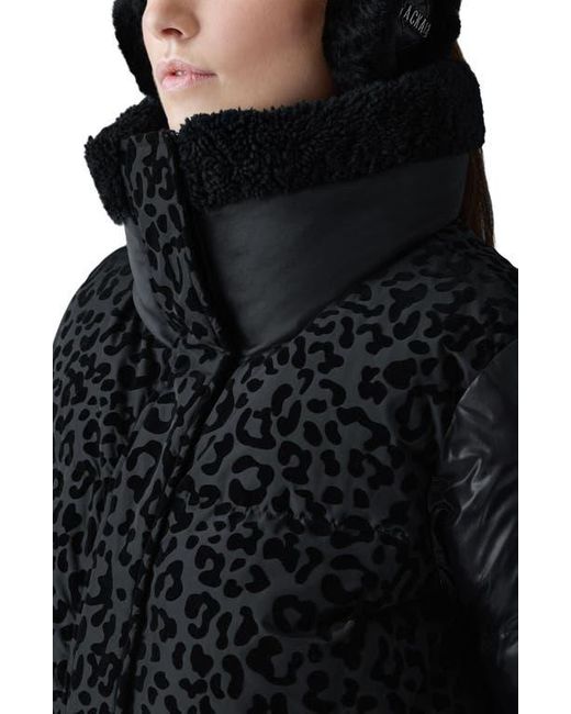 Mackage Women's Black Lydana Leopard Pattern Down Jacket With