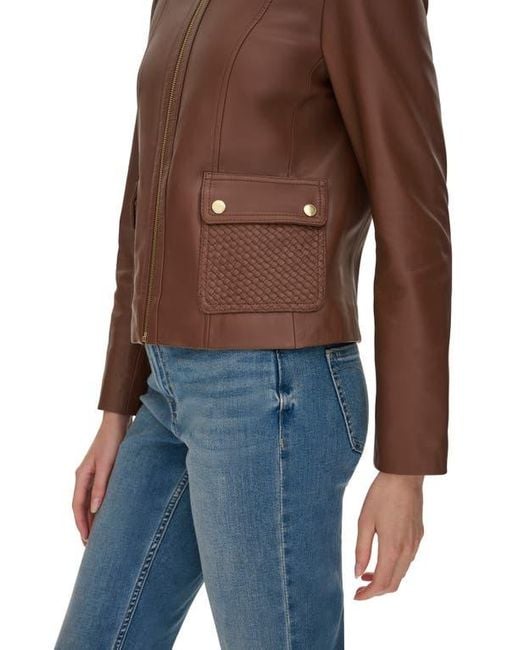 Cole Haan Quilted Leather Jacket in Brown Lyst