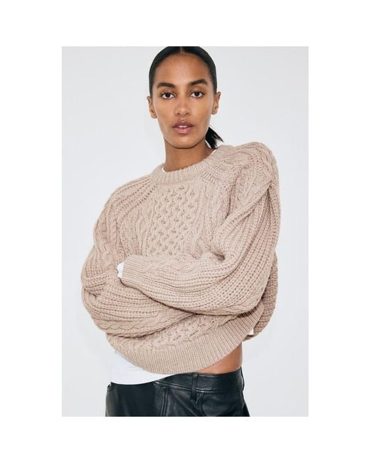 H&M Brown Cable-Knit Jumper