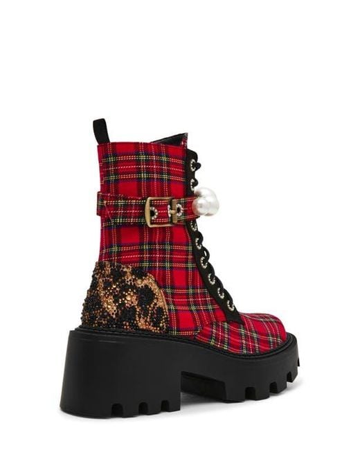 Betsey Johnson Red Jonnie Lug Sole Boot