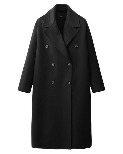 Mango Black Picarol Double Breasted Wool Blend Coat