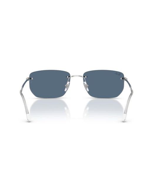 Ray-Ban Blue 56Mm Rimless Rectangular Sunglasses