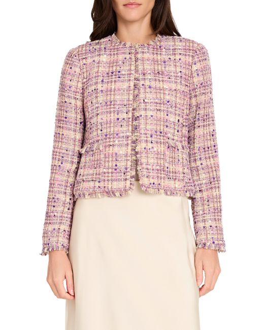 Tahari Pink Bouclé Crop Jacket