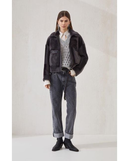 Brunello Cucinelli Black Shearling Outerwear