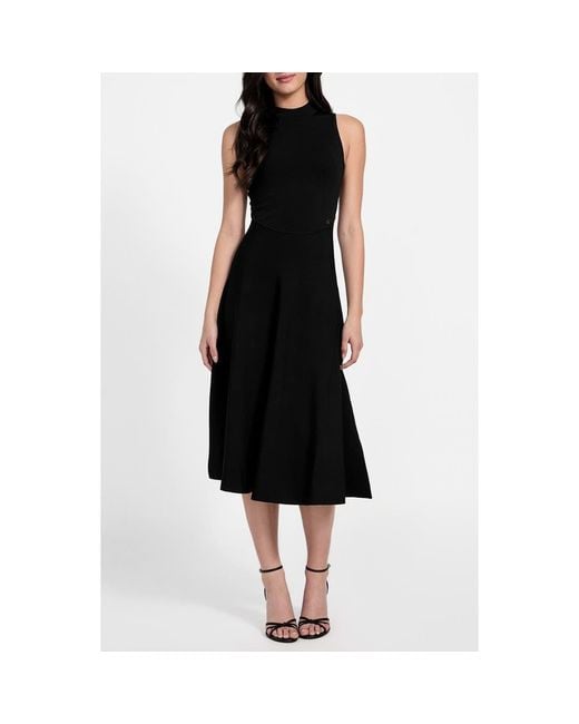 Guess Women's Black Cassandra Mock Neck Midi Sweater Dress
