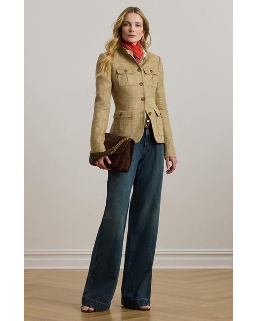 Ralph Lauren Blue Pleated High Waist Wide Leg Jeans