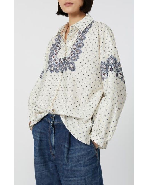 Weekend by Maxmara Gray Adda Bandana Print Cotton Button-Up Shirt
