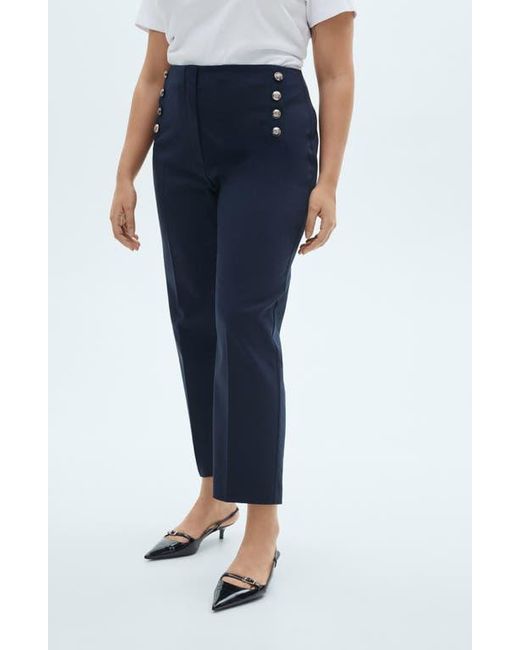Mango Blue Button Straight Leg Pants