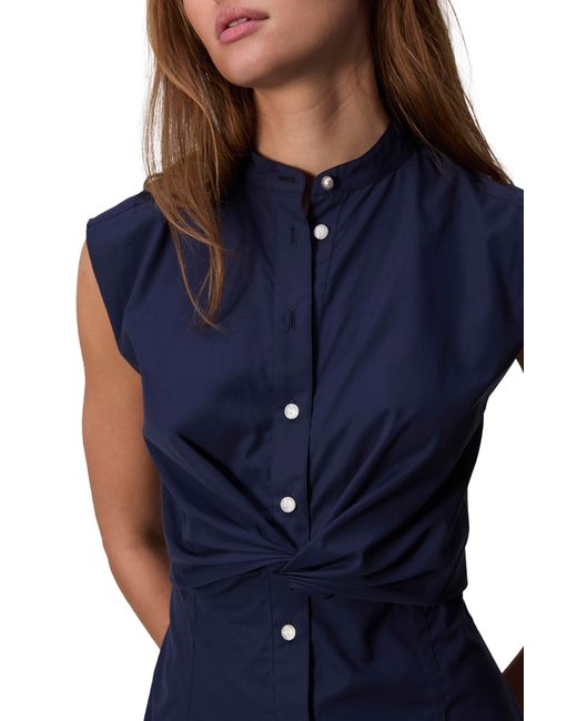 Rag & Bone Blue Louisa Sleeveless Poplin Shirtdress