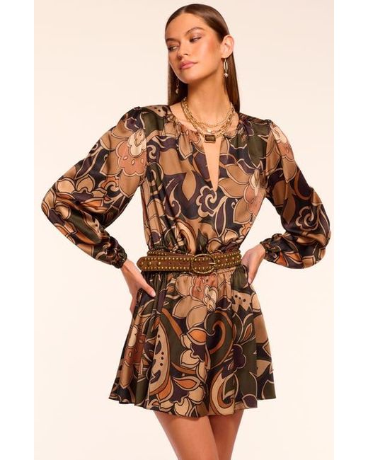 Ramy Brook Multicolor Gloria Print Long Sleeve Stretch Silk Minidress