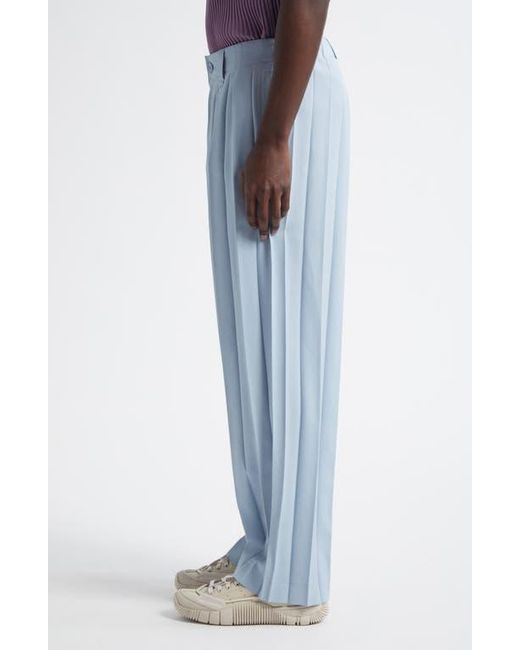Homme Plissé Issey Miyake Blue Edge Ensemble Pleated Straight Leg Pants for men