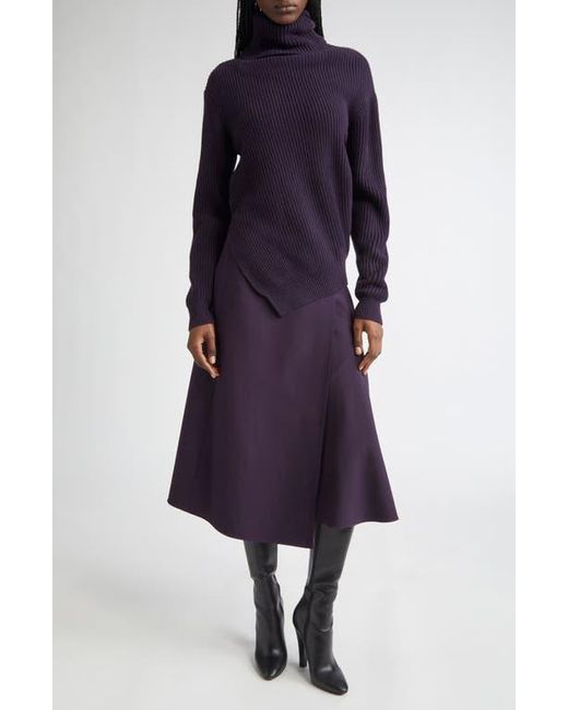 Michael Kors Purple Draped Wool Wrap Skirt