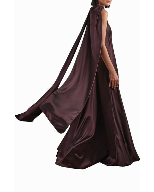 Reiss Brown Fae Scarf Sleeveless Satin Maxi Dress