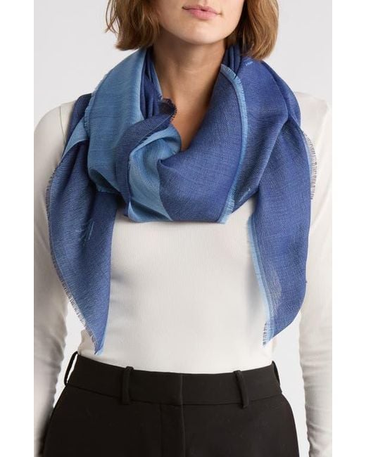 Rag & Bone Blue Geo Dagger Wool Blend Square Scarf