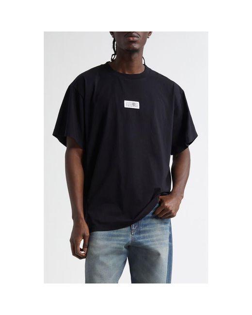 MM6 by Maison Martin Margiela Black Numeric Logo Patch T-Shirt for men