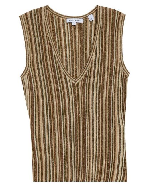 Veronica Beard Natural Sid Sparkle Stripe Rib Sweater Tank