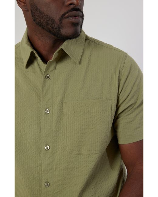 Rainforest Green The Acadia Seersucker Short Sleeve Button-up Shirt for men