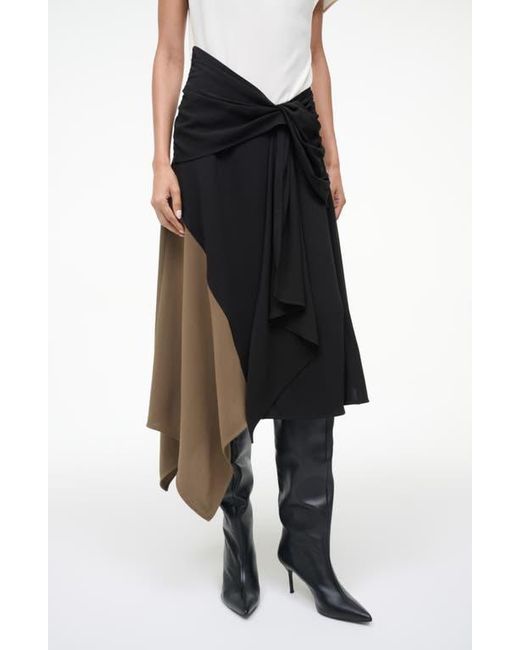 Staud Black Davina Colorblock Asymmetric Hem Dress