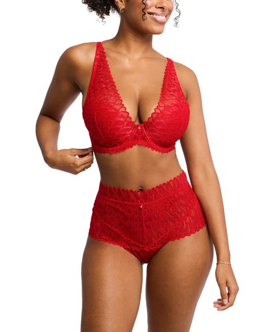 Montelle Intimates Red Lacey High Waist Lace Briefs