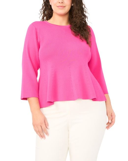 Halogen® Pink Rib Peplum Sweater