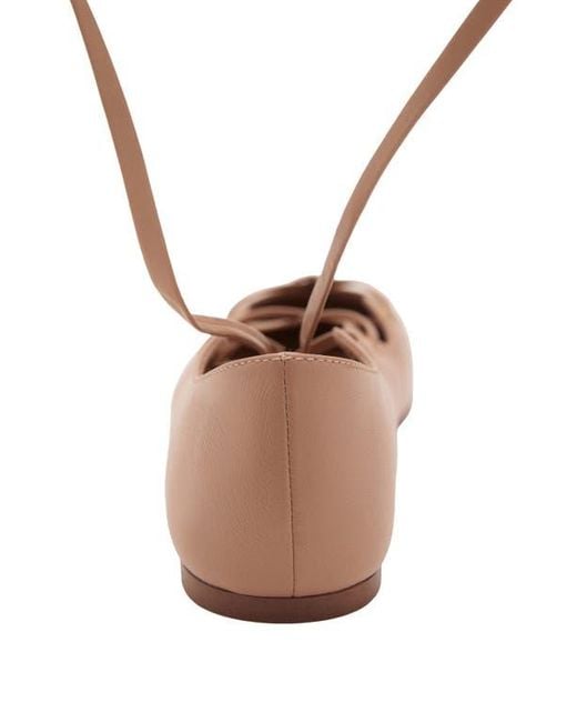 Mango Brown Ankle Wrap Ballet Flat