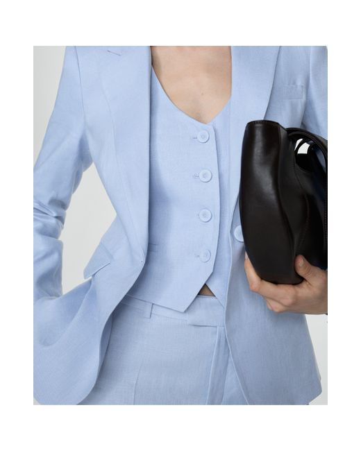 Mango Blue Linen Suit Vest